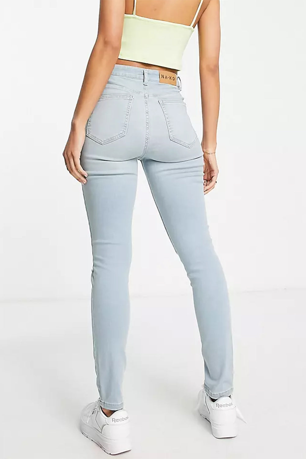 NA-KD cotton high waist skinny ripped jean in light blue