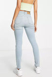 NA-KD cotton high waist skinny ripped jean in light blue