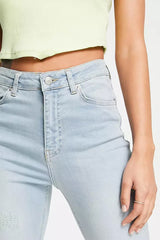 NA-KD cotton high waist skinny ripped jean in light blue