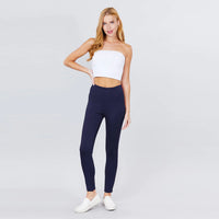 Navy Waist Elastic Band Ponte Pants