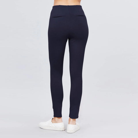 Navy Waist Elastic Band Ponte Pants