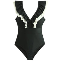 Two-Tone Ruffled One-Piece Swimsuit