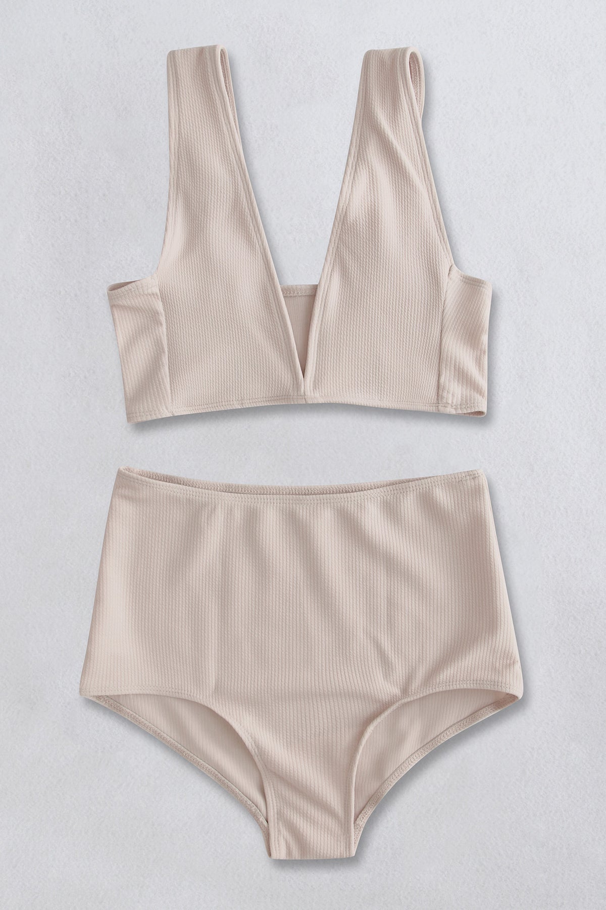 Ribbed V-Neck Bikini Set
