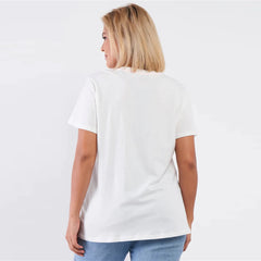 Off-white Admire Print Logo Detail Crew Neck Women's Top