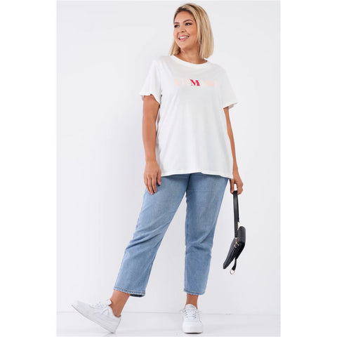 Off-white Admire Print Logo Detail Crew Neck Women's Top