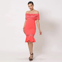 Off Shoulder Crochet Band Fashion Dress
