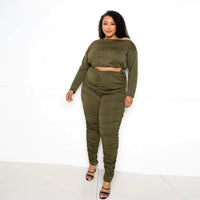 Off Shoulder Cropped Top Leggings Sets
