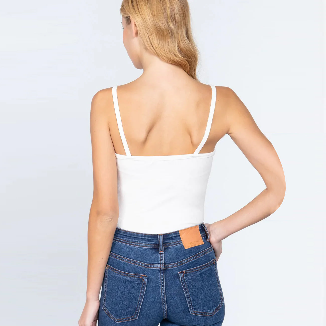 Off White Heavy Rib Cami with Lace  Bodysuit