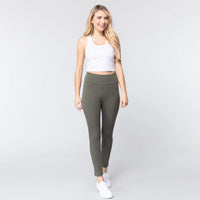 Olive Waist Band Long Ponte Pants