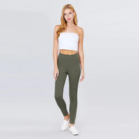 Olive Waist Elastic Band Ponte Pants