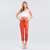 Orange Paper Bag with/ bow Tie Elastic Hem Pants