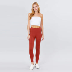 Orange Waist Elastic Band Ponte Pants