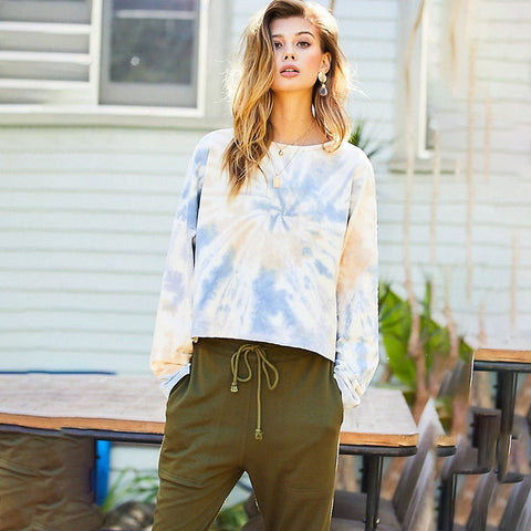 Ash Blue Oversize Tie-dye French Terry Women's Pullover