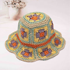 Packable crochet granny square bucket hat