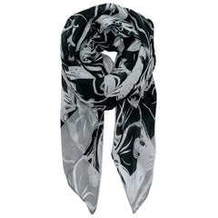 Pastel Solid Floral Print Scarf