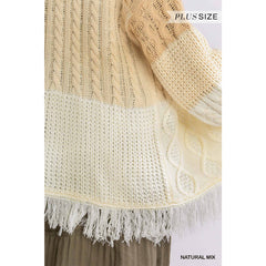 Patchwork Knitted Open Front Cardigan Women's Sweater