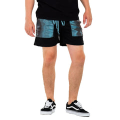 Peacock Iridescent Above the Knee Shorts - Blue