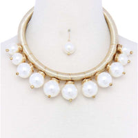 Pearl Metallic Thread Necklace & Earring Set