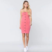 Pink Button Down Tube Mini Dress
