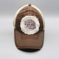 Pink Nurse Life Leopard Circle Graphic Patch Hat