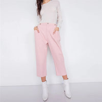 Pink Pastel Chic Ankle Wide Leg Adjustable Snap Pants