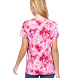 Pink Short Sleeve Tie-dye Cotton Women's Jersey Top