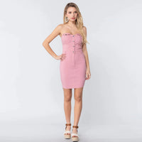 Pink Strapless Button Down Mini Dress