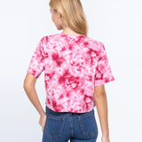 Pink Tie-dye Cotton Jersey Crop Top