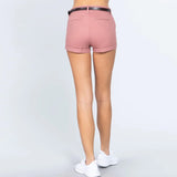 Pink Twill Belted Short Pants