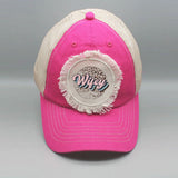 Pink Wifey Leopard Circle Graphic Patch Hat