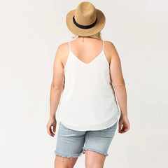 Plunging V-neckline Lattice Women's Top With Scalloped Lace
