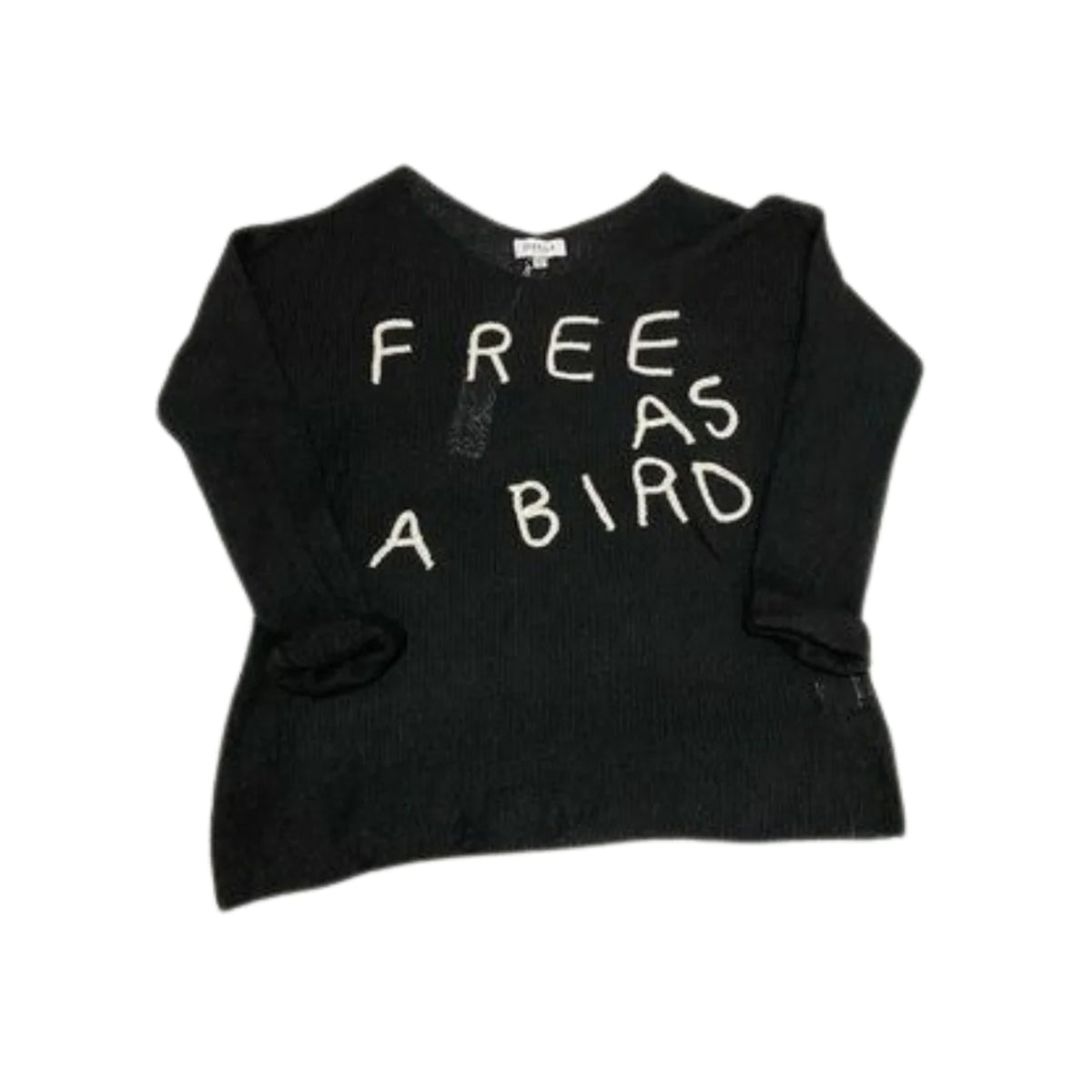 Plus "free As A Bird" Logo Knit Sweater - Black