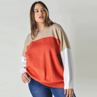 Plus Round Neck Oversized Sweater - Blue