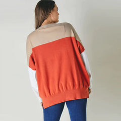 Plus Round Neck Oversized Sweater - Blue