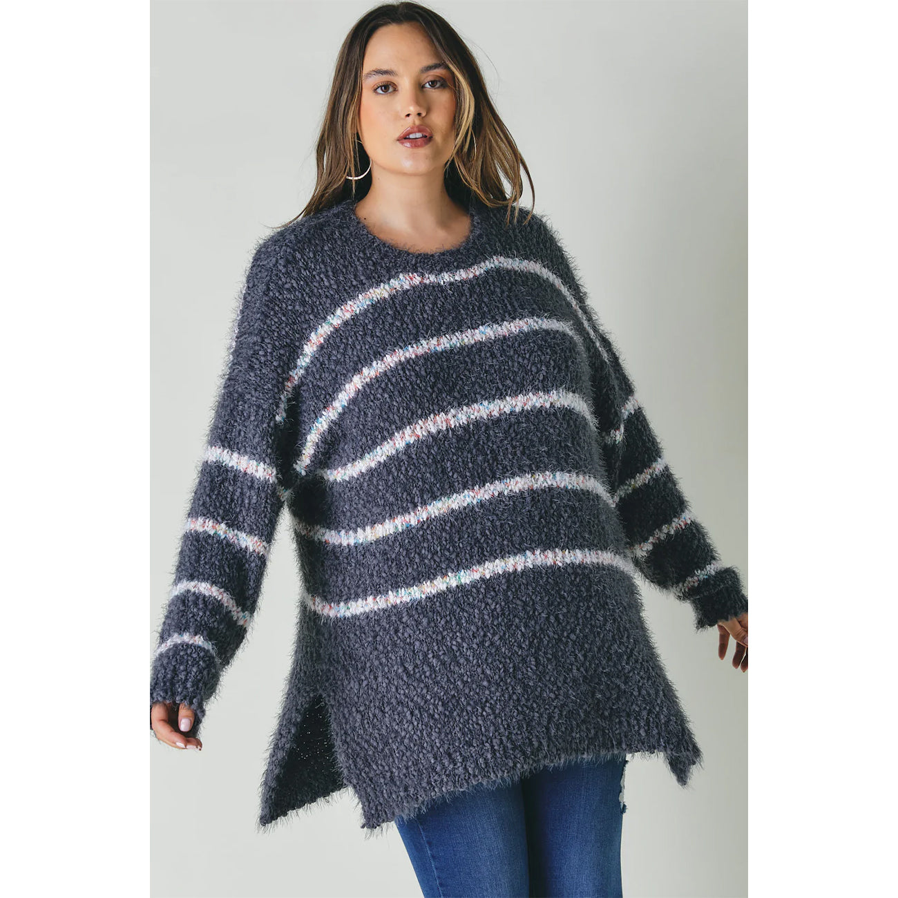 Plus Sweater with Stripe Detail