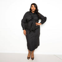 Poplin Tie Bow Shirt Dress