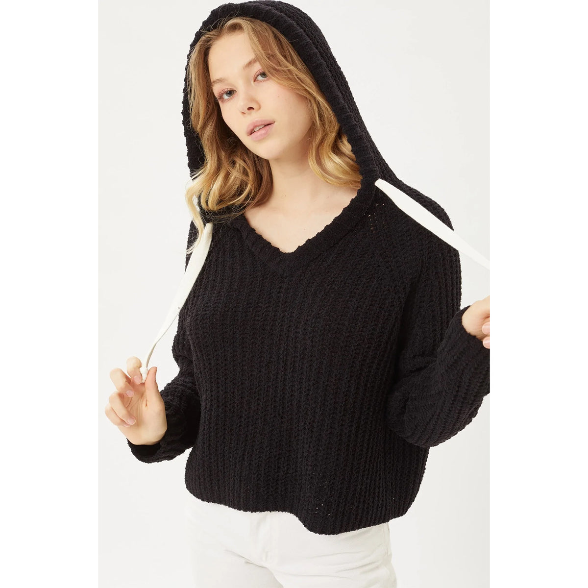 Pullover Sweater & Hoodie Top - Black