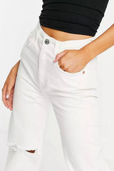 Pull&bear Dad Jeans With Rip in White