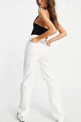 Pull&bear Dad Jeans With Rip in White