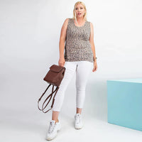 Rayon Rib Printed Knit Tank Top