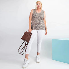 Rayon Rib Printed Knit Tank Top