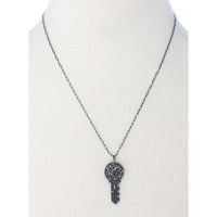 Rhinestone Key Pendant Long Necklace