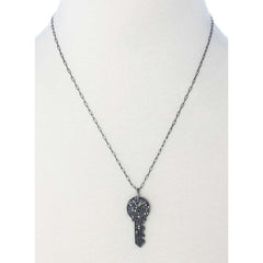 Rhinestone Key Pendant Long Necklace