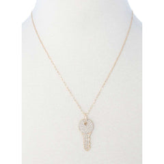 Rhinestone Key Pendant Long Necklace