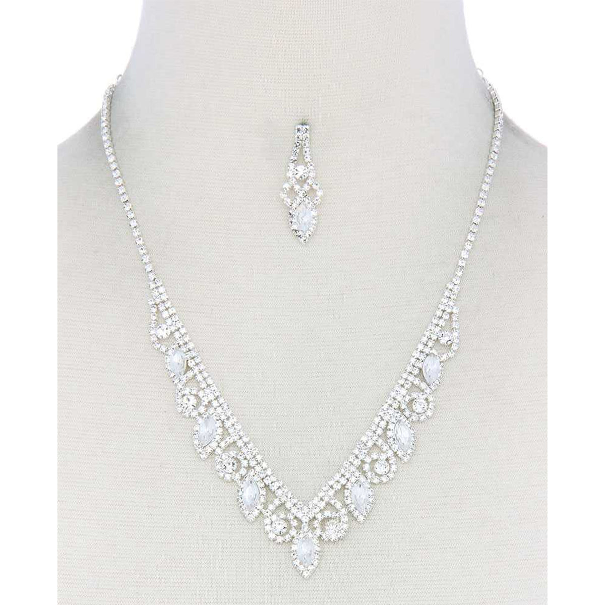 Rhinestone Necklace for Women in Silver