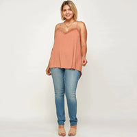 Rose Clip Dot Solid Plus Size Women's Cami Tunic
