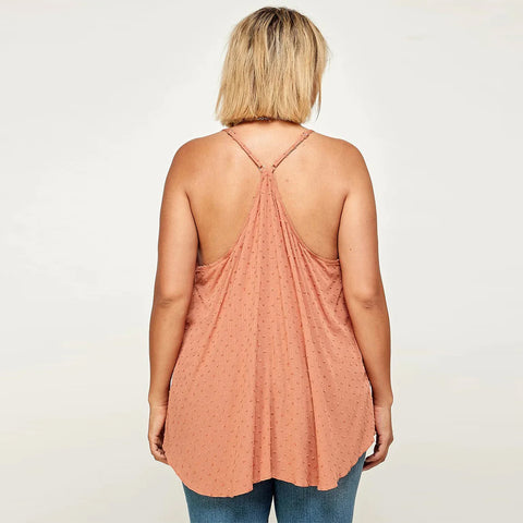 Rose Clip Dot Solid Plus Size Women's Cami Tunic