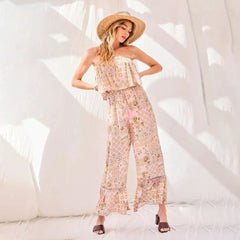 Ruffle Bottom Jumpsuit With Tube Top