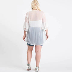 Ruffle Sleeve Open Cardigan - Ivory