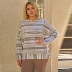  Sage and Lavender Plus Stripped Super Soft Sweatshirt